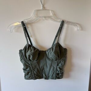 Gilly Hicks Olive Green Cropped Bustier Top small